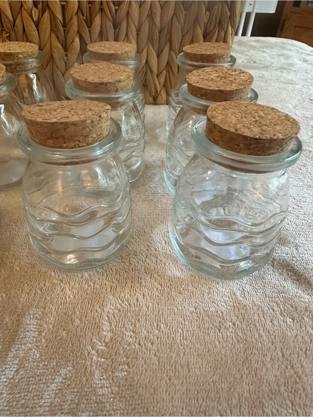 Glass Cosmetic Jars with Cork Lids — Neutral Brown
